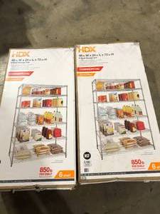 Lot of 2 HDX 6-Tier Commercial Grade Heavy Duty Steel Wire Shelving Unit in Chrome (48 in. W x 72 in. H x 24 in. D)   Customer Returns See Pictures