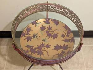 lot 54 image: Colorful Glass Topped Accent Table
