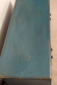 lot 59 image: Teal Blue Painted Entertainment Console Cabinet