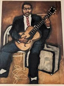 lot 40 image: Framed Howlin Wolf Print by Susan Dysinger