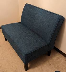 lot 1 image: Teal Blue Armless Loveseat