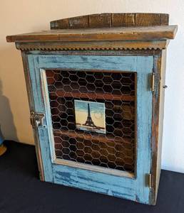lot 47 image: Paris Theme Petite Painted Wood Cabinet
