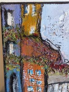 lot 62 image: Small Abstract Venice Houses Mixed Media Painting by B. Spoke