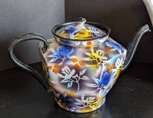 lot 66 image: Colorful Vintage Enamel Teapots