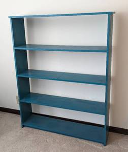 lot 69 image: Teal Blue Painted Wood Bookshelf