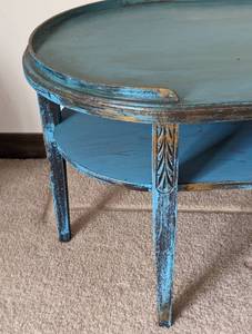 lot 3 image: Vintage Teal Blue Painted Coffee Table