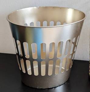 lot 72 image: Three Decorative Gold Waste Baskets