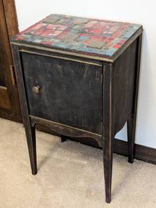 lot 18 image: Petite Mosaic Tile Topped Vintage Side Table