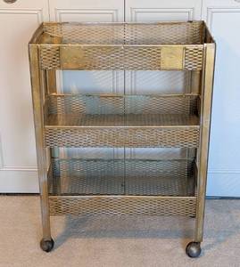 lot 79 image: Gold Metal Rolling Utility Cart