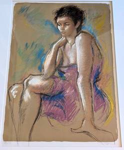 lot 83 image: Femme Assise Framed Lithograph