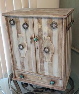 lot 117 image: Whimsical Petite Painted Wood Storage Cabinet