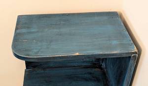 lot 151 image: Teal Blue Painted Wood Corner Shelf