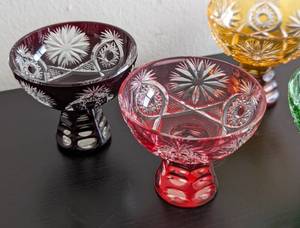 lot 158 image: Colorful Vintage Cut Glassware Set