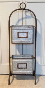 lot 166 image: Two Tier Galvanized Metal Stand