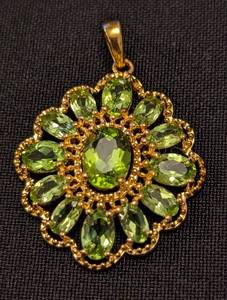 lot 215 image: Pair of Sterling and Semi Precious Stone Pendants