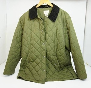 lot 3 image: Womens L.L.Bean Quilted Thermos Barn Chore Dark Olive Green Jacket Coat Corduroy Brown Collar...