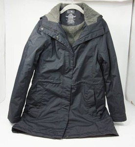 lot 5 image: L.L. Bean Womens 34 Length Fur-Lined Hooded Zipper Snap Black Winter Jacket with Waistline Pull Cord