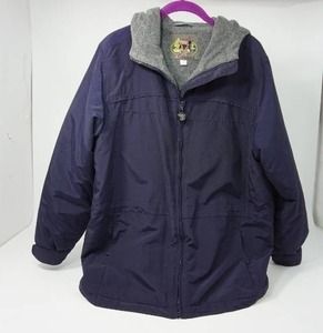 lot 7 image: Mens Small San Francisco Elk Casual 34 Length Dark Blue Winter Hooded Zipper Jacket Coat 2J 3212