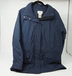lot 10 image: L.L. BEAN Military-Blue Hooded Zipper Snap 34 Length Quilt-Lined Jacket Coat OFJS2 Womens Size M Reg...