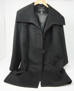 lot 24 image: Womens Size 8 ALFANI Wool-Blend Button Long Black Dress Coat...