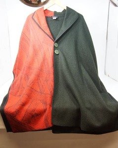 lot 31 image: Womens DILEMA Acrylic Blend Two-Toned Red Black Cape Coat Jacket...
