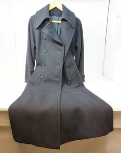 lot 36 image: Vintage Womens Cuddle-Coat New York Elbow-Patch Full-Length Trench-Style Slate Gray Wool Dress Coat