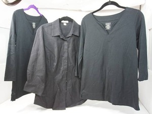 lot 39 image: Three Womens  L. L. Bean Size Small Regular, Cold Water Creek Size 8 Long-Sleeve Black Tops