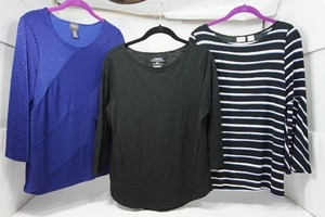 lot 41 image: Vintage Womens Size 0-1 Chicos Travelers The Ultimate Tee Lot of Three Casual Dress Long-Sleeve Tops