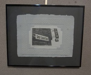 lot 53 image: Signed Artwork By Local St. Cloud Artist Gail W Bamber Spot Light Cafe Colored Xerox on Handmade Paper 525