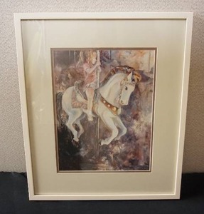 lot 62 image: Signed Artwork Print By E. Cook Riding in Pink Professionally Framed Art Dock