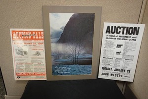 lot 80 image: Poster Art Professionally Sealed Harlan & Ruth Johnson Auction Farm Auction 1994 Grove City, MN and John Westra Holstein Cattle Auction January 28 Grove City, Minnesota Etc...