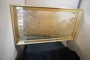 lot 85 image: Beautiful Huge Vintage Wall Mirror Embossed Ornate Tree Still Life Gold Frame...