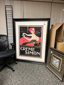 lot 2A image: RELISTED with LOWER RESERVE...HUGE Poster Art Beautifully Framed Creme Simon Beauty.Bloom of Youth also Powder and Soap.Paris