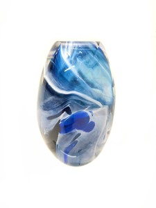 lot 108 image: Hand Blown Signed Smoky Blue Art Glass Vase
