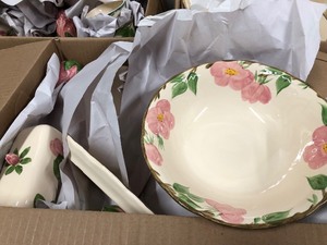 lot 121 image: HUGE Estate Lot of Vintage Franciscan Ware Dessert Rose Dishware & Serving Pieces