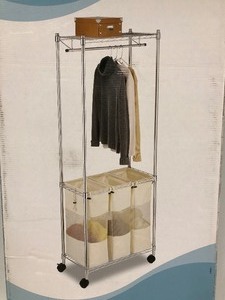 lot 124 image: Brand New WHITMOR Supreme Laundry Center Rolling Metal Shelf Unit