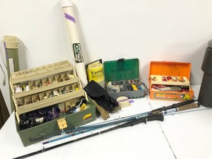 lot 127 image: LARGE Estate Lot of Fishing Tackle Boxes Rods etc