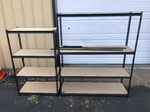 lot 128 image: 2 Adjustable Height Metal Shelves