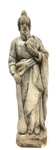 lot 133 image: Heavy Vintage Cement Saint Lawn Statue