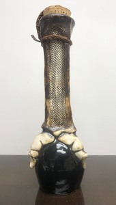 lot 138 image: Interesting Signed Claw Foot Art Pottery Decanter 