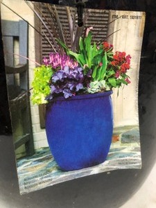 lot 146 image: LARGE Blue Glaze Terracotta IndoorOutdoor Planter 