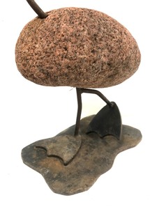lot 148 image: Pair of Larger Size Heavy Iron & Stone Bird Sculptures