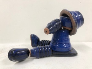 lot 152 image: Blue Glazed Terracotta Jointed Hanging Figure
