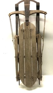 lot 162 image: Vintage Wooden Snow Sled