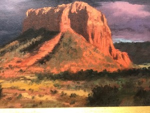 lot 165 image: Original Oil on Board Sedona, AZ Painting by Robb Woods - Courthouse Rock