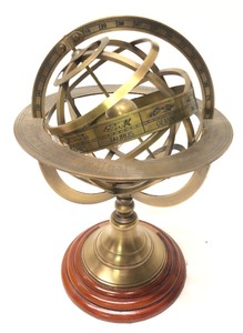 lot 211 image: Brass Armillary Sphere Celestial Dek Globe Display
