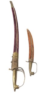 lot 230 image: Vintage Horse Head Brass Handled Sword & Dagger
