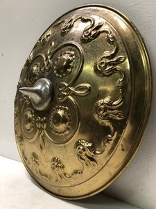 lot 235 image: Vintage Brass Shield Wall Hanging