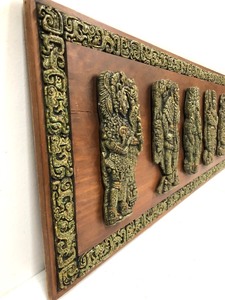 lot 267 image: LARGE Mid Century Original Zarebski AztecMayan Style Sculptural Wall Hanging
