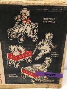 lot 269 image: NOS Vintage Red Wooden Wagon